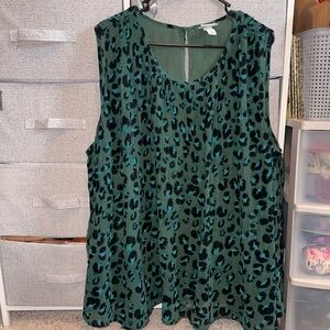 Ava & Viv leopard tank 3X - green cheetah - flowy